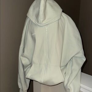 Comfort Oversized Zip-Up Hoodie in Light Sage